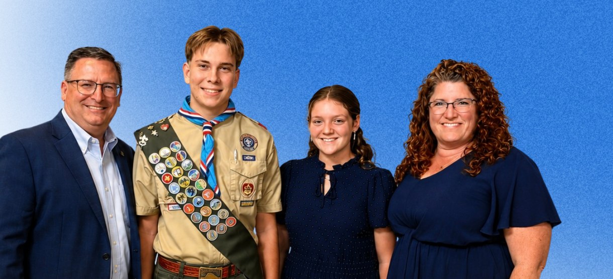 Dennis Cole with his wife Christine and two of their children